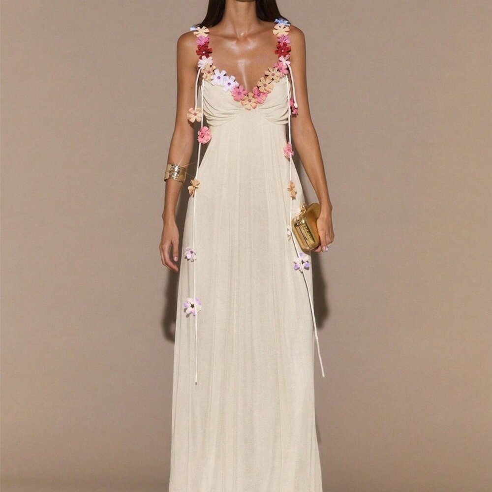 Apricot Women's Elegant Sexy Floral Long Dress - Picture 3 of 7